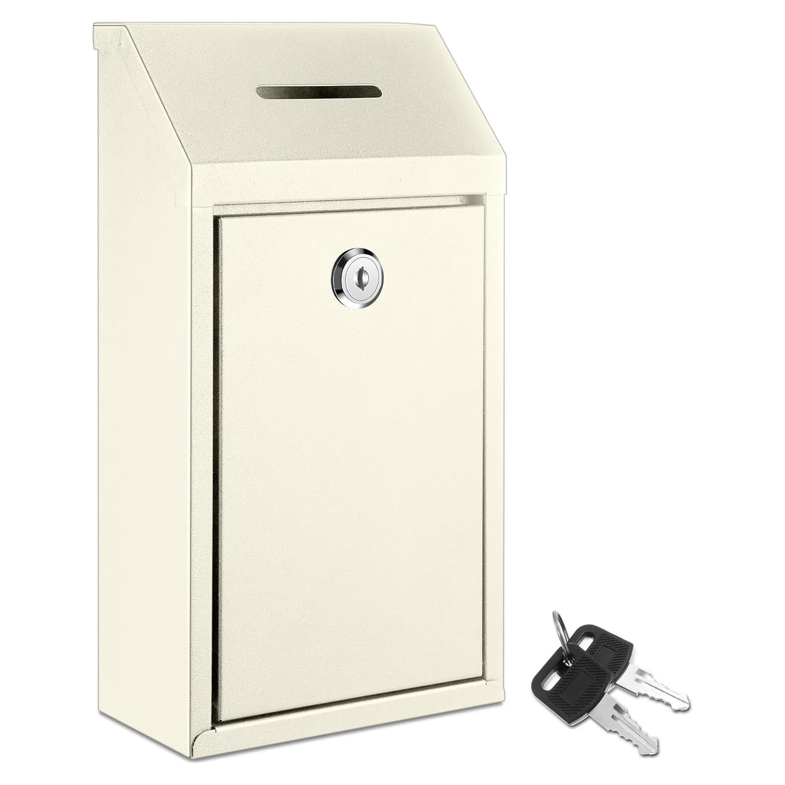 Caja de Donación de Metal con Cerradura Yaocom Beige 26x14.5x7.5cm