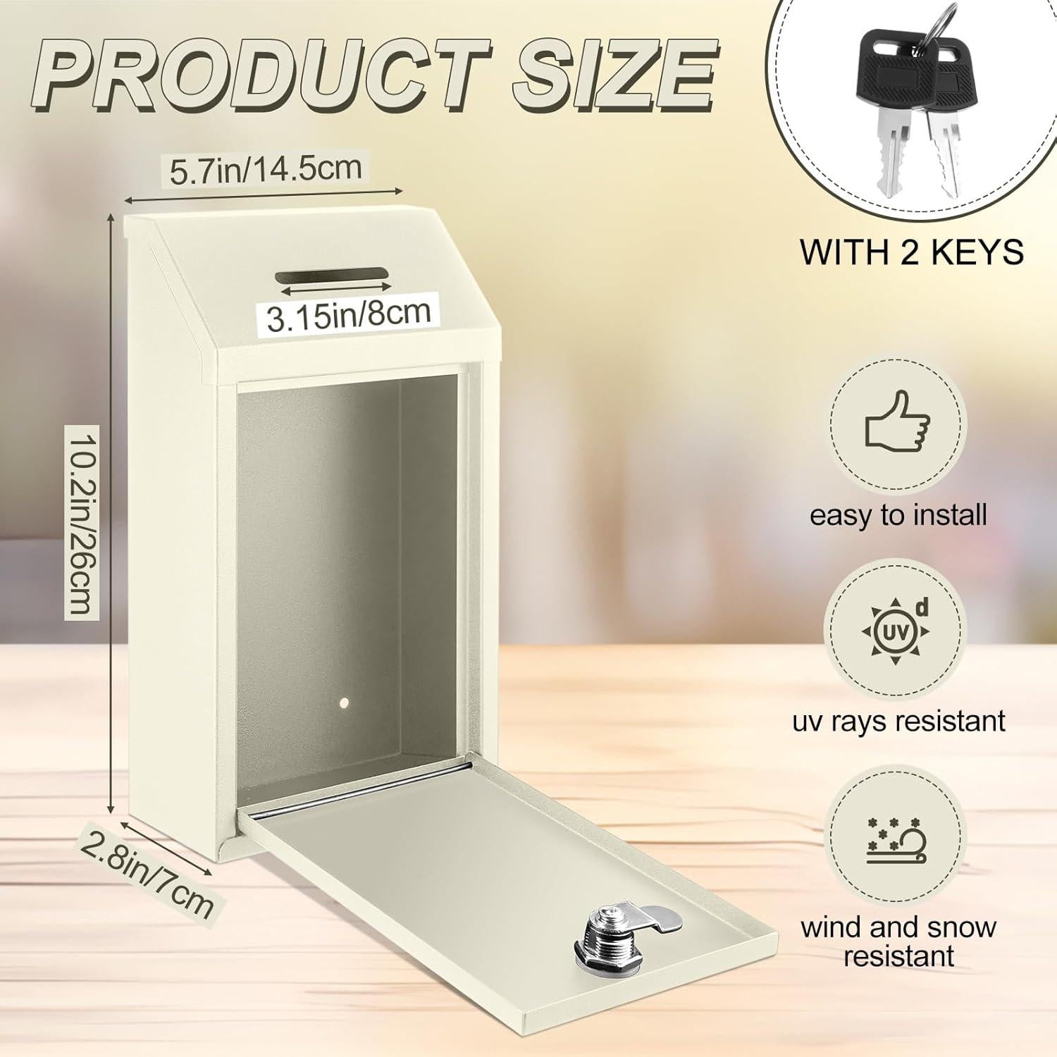 Caja de Donación de Metal con Cerradura Yaocom Beige 26x14.5x7.5cm