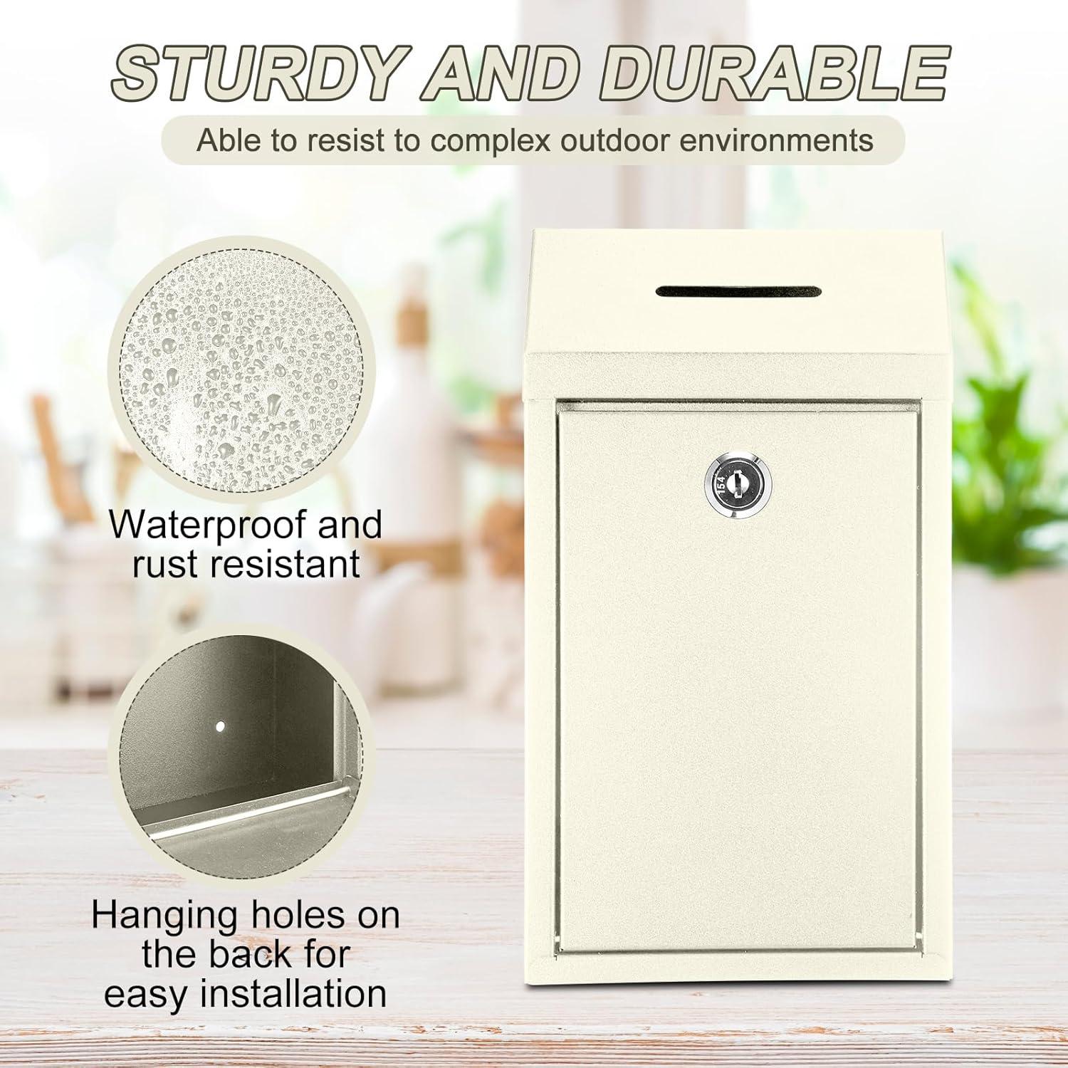 Caja de Donación de Metal con Cerradura Yaocom Beige 26x14.5x7.5cm