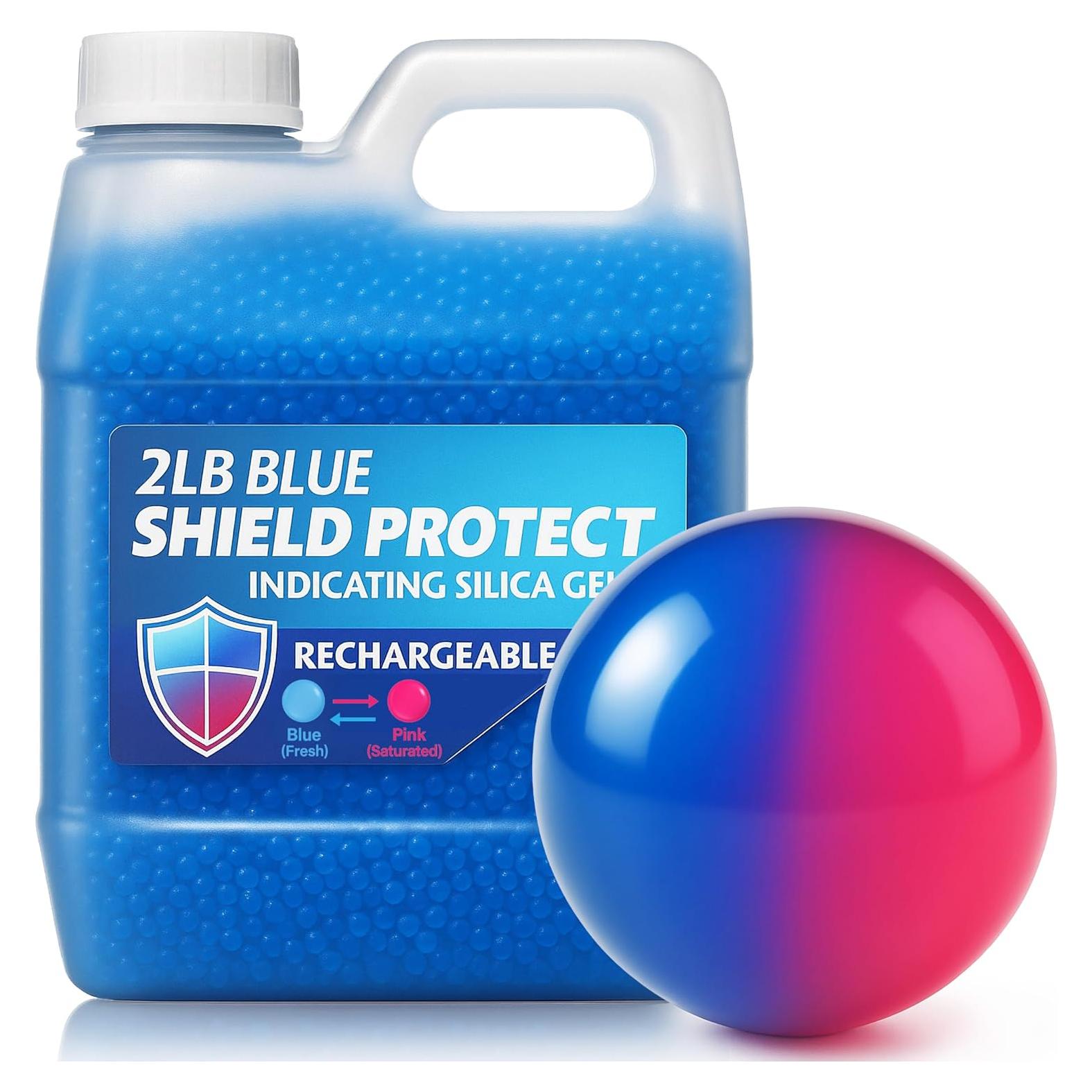 Perlas de Gel de Sílice 2 LB Reutilizables para Humedad - Azul a Rosa