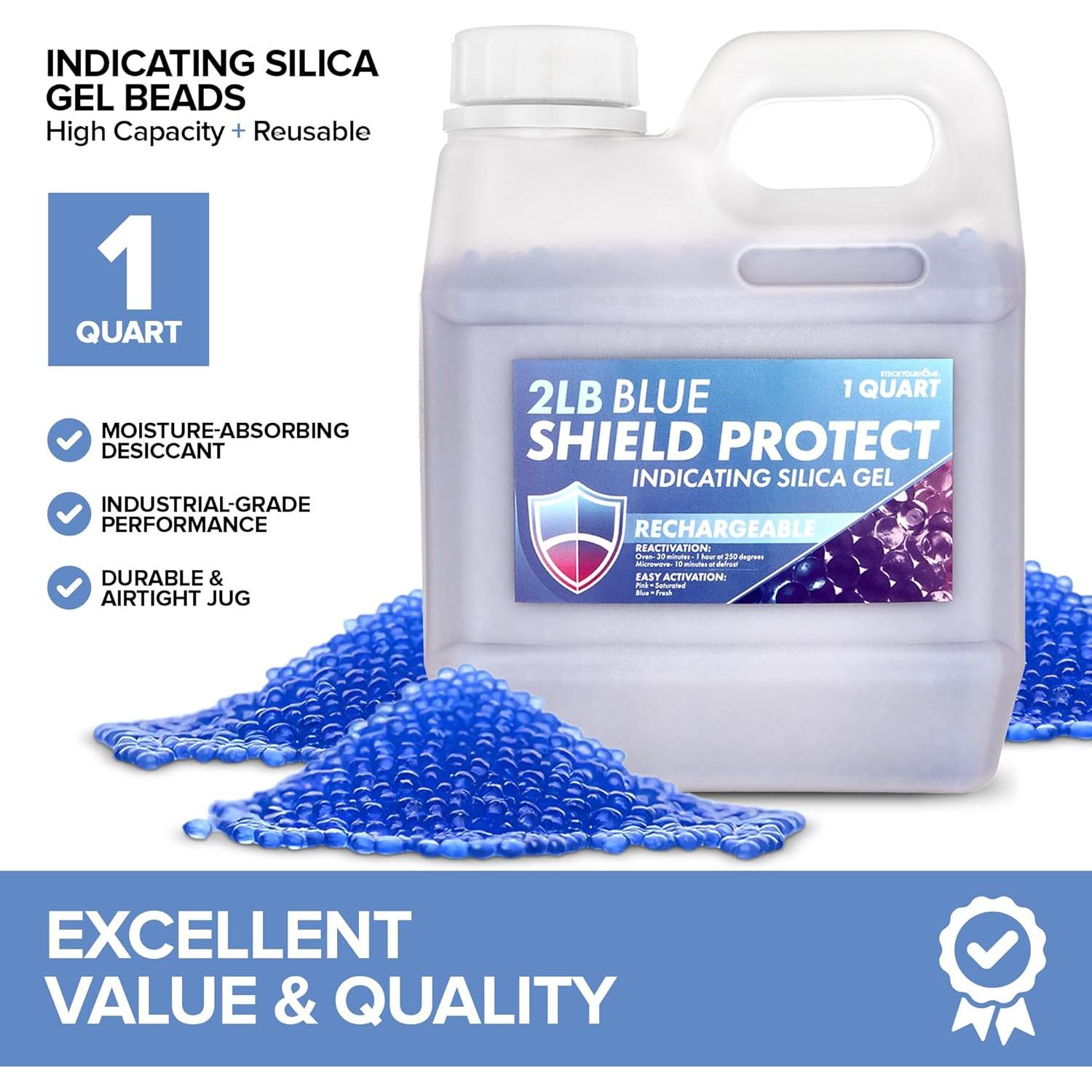 Perlas de Gel de Sílice 2 LB Reutilizables para Humedad - Azul a Rosa