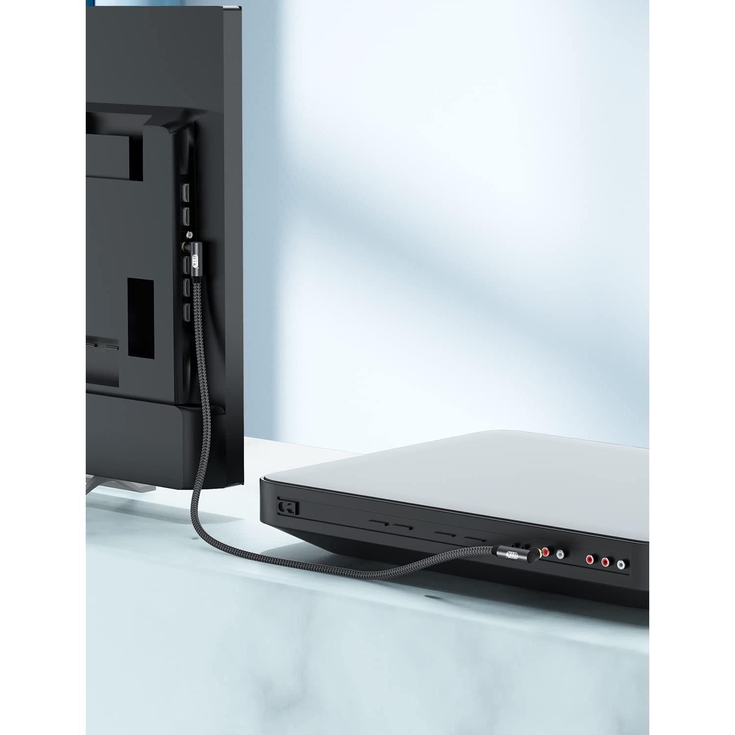 Cable RCA Doble 90 Grados EMK 1M Macho a Macho Gris