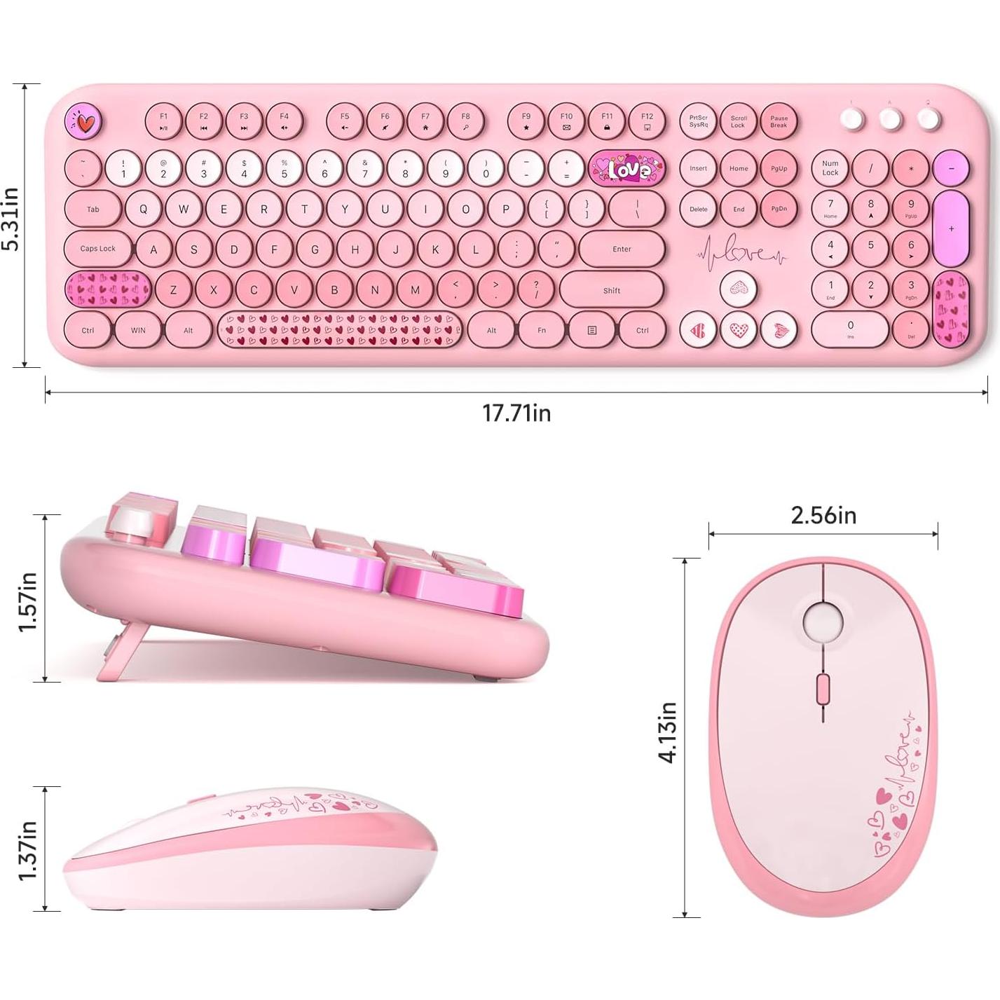 Teclado y Ratón Inalámbricos SQMD Colorido Rosa 2.4GHz
