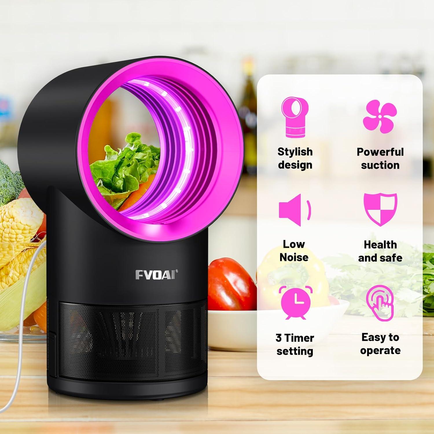 Trampa de Moscas Interior FVOAI con Luz y 10 Adhesivos Rosa