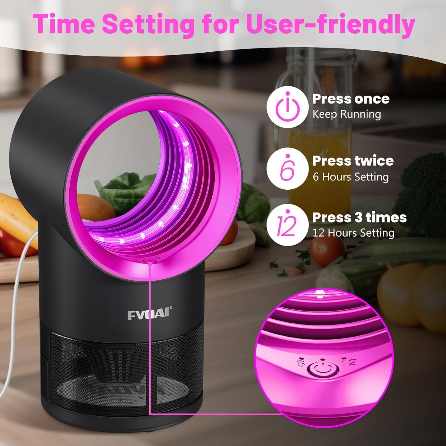 Trampa de Moscas Interior FVOAI con Luz y 10 Adhesivos Rosa