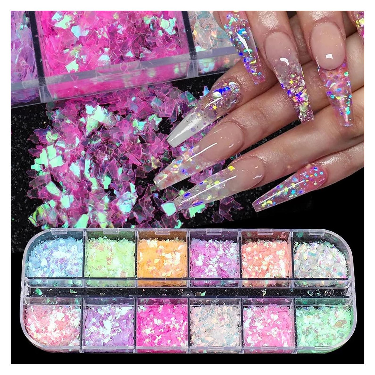 12 Rejillas Lentejuelas Arte de Uñas BMKKOT Multi Color