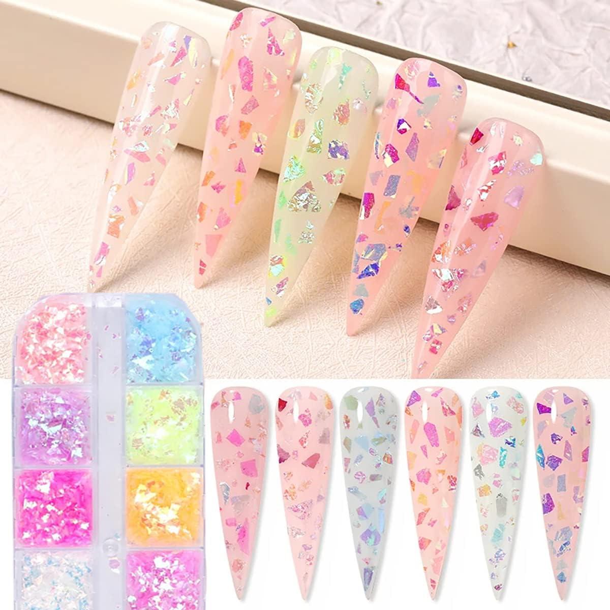 12 Rejillas Lentejuelas Arte de Uñas BMKKOT Multi Color