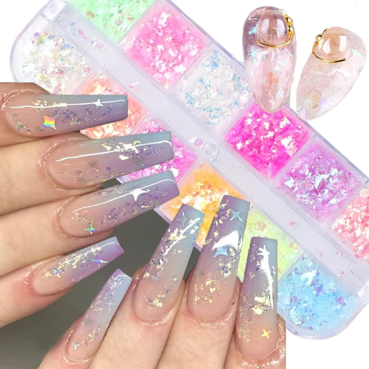 12 Rejillas Lentejuelas Arte de Uñas BMKKOT Multi Color