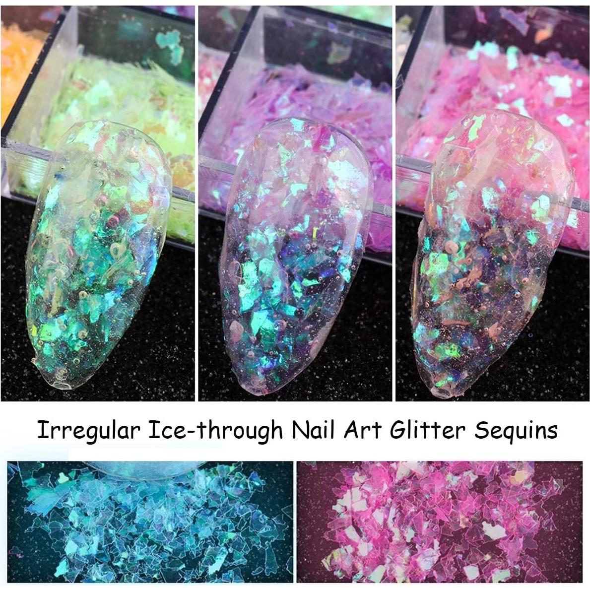 12 Rejillas Lentejuelas Arte de Uñas BMKKOT Multi Color