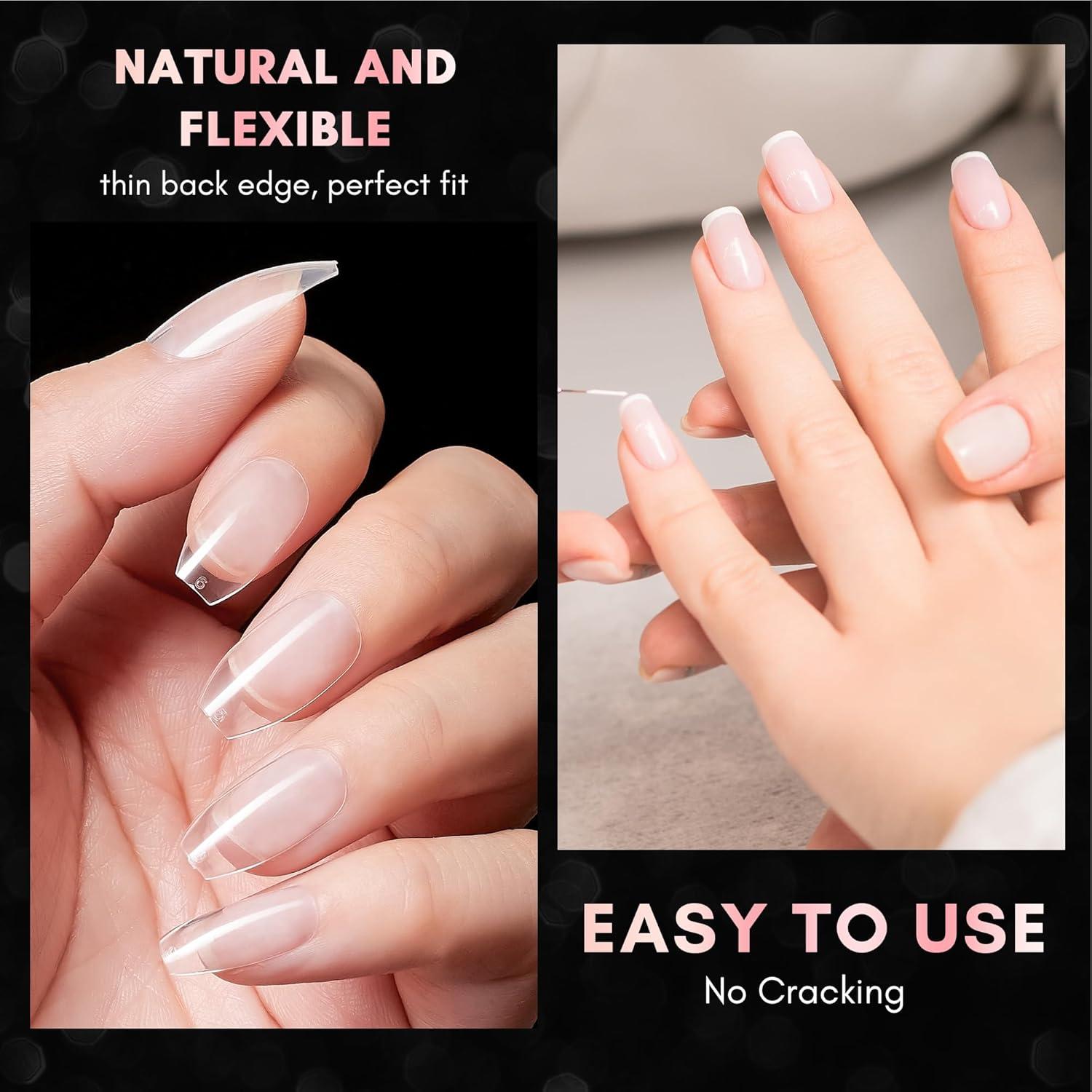 Uñas Falsas Coffin Cortas Makartt - 500pcs Transparentes