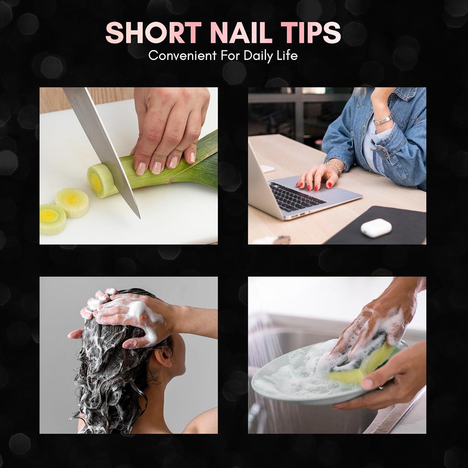 Uñas Falsas Coffin Cortas Makartt - 500pcs Transparentes