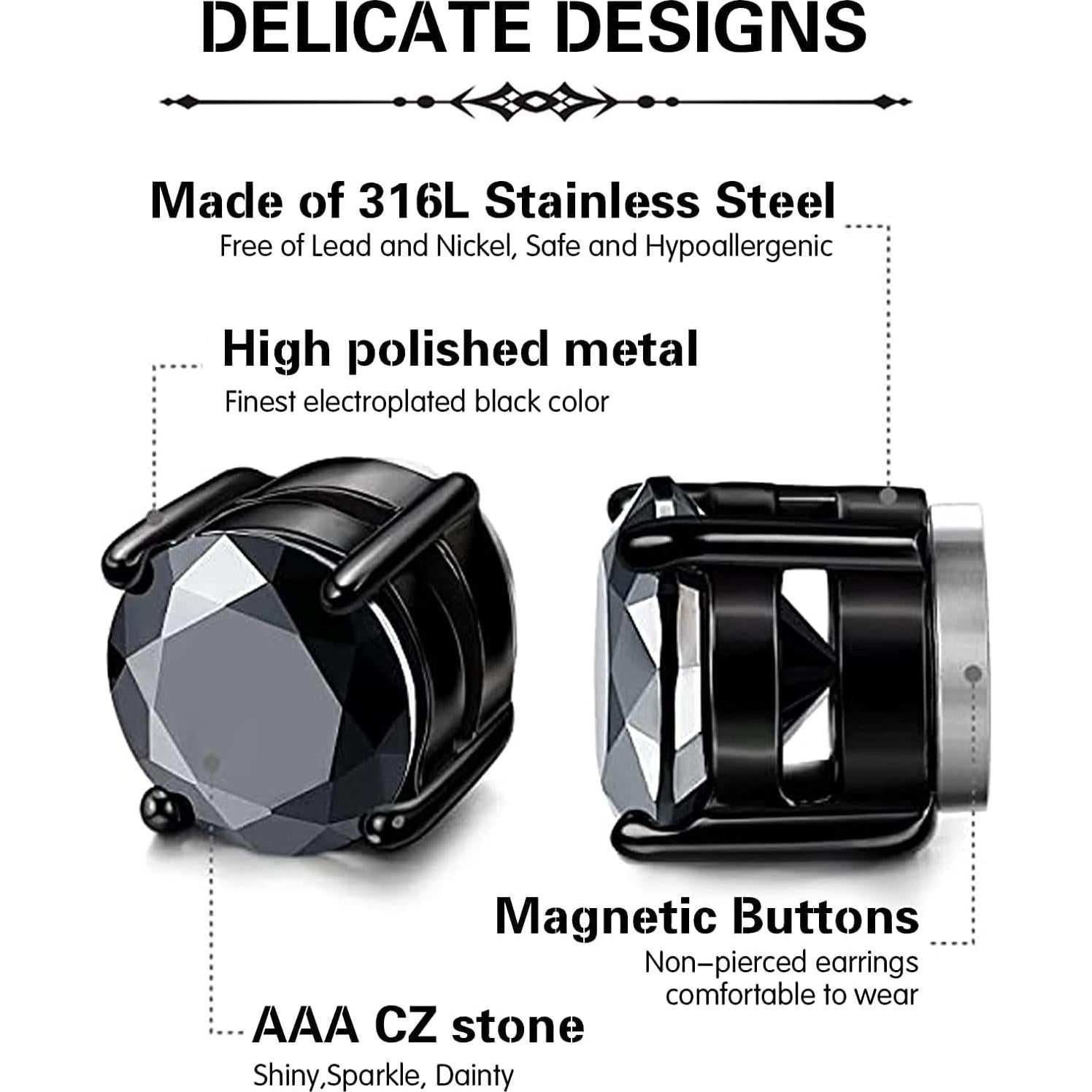 Pendientes Magnéticos Acero Inoxidable YZstyle Unisex 6MM-8MM