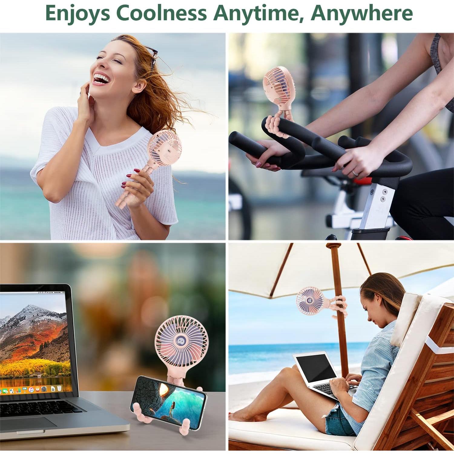 Ventilador Personal Snawowo H6+ Rosa Portátil USB Recargable