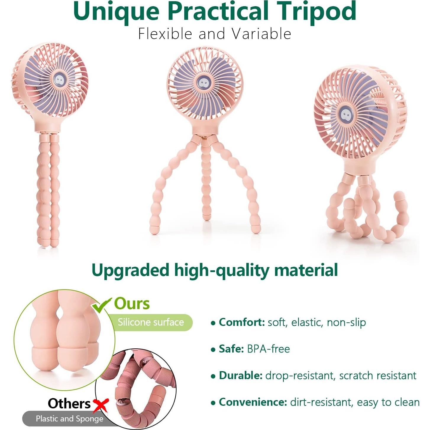 Ventilador Personal Snawowo H6+ Rosa Portátil USB Recargable