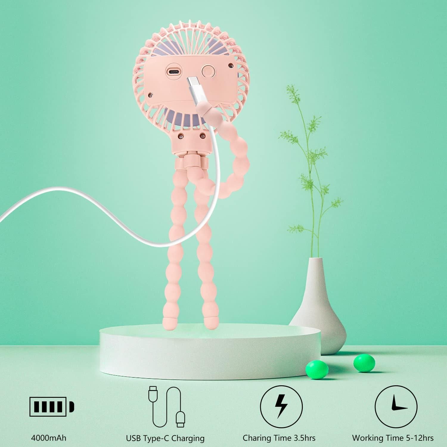 Ventilador Personal Snawowo H6+ Rosa Portátil USB Recargable