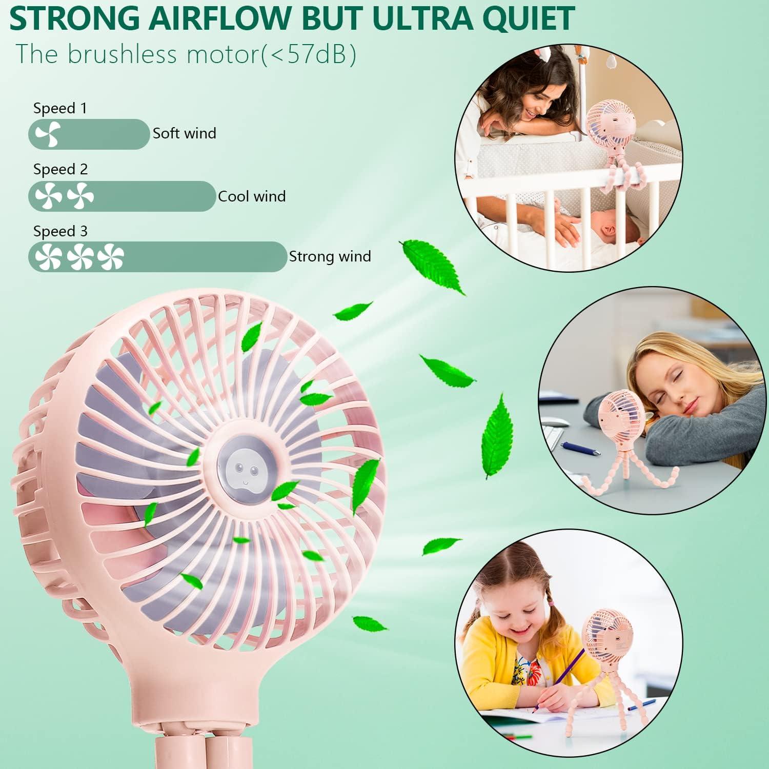 Ventilador Personal Snawowo H6+ Rosa Portátil USB Recargable