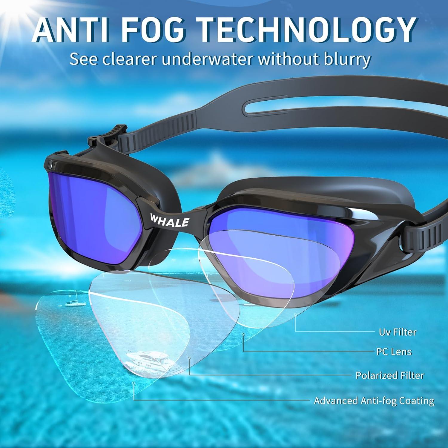 Gafas de natación Whale polarizadas UV400 antiempañante para adultos