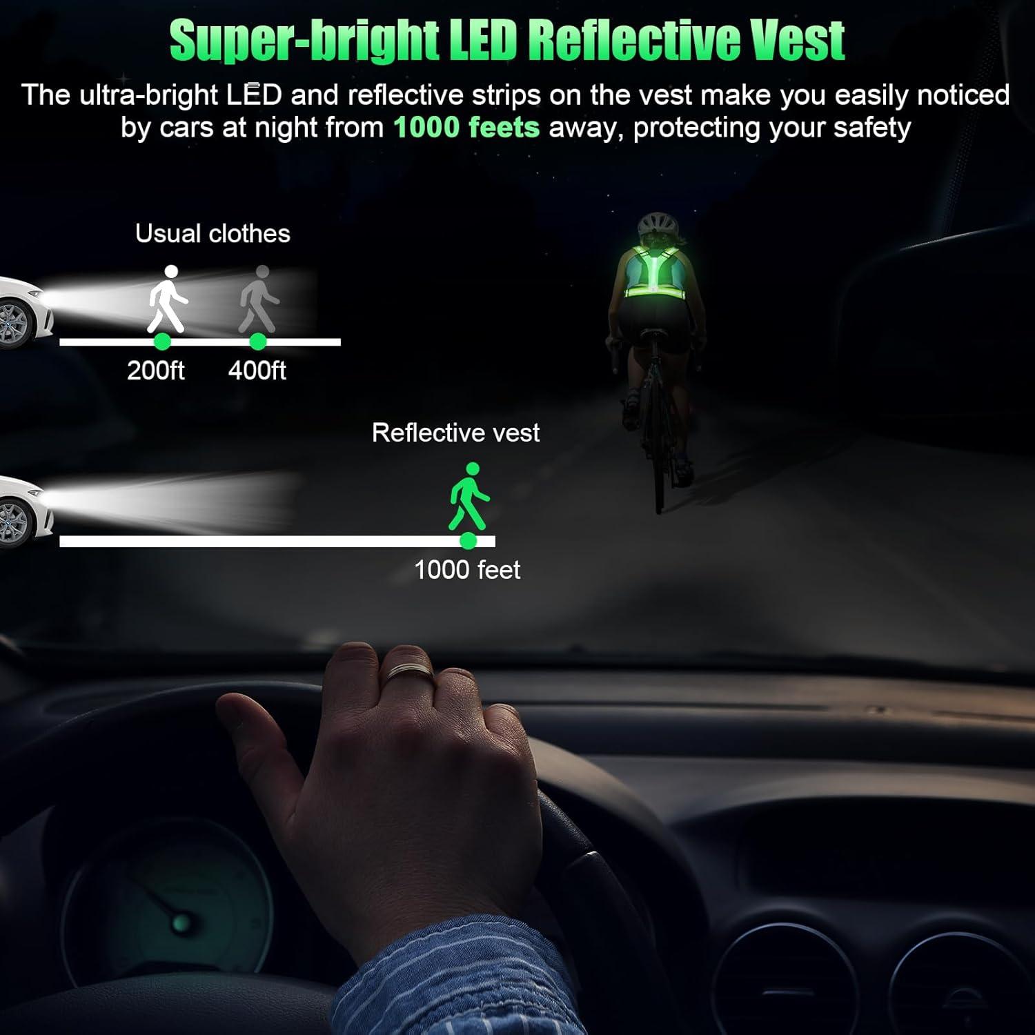 Chaleco Reflectante LED SAWNZC Ajustable para Correr 5 Colores