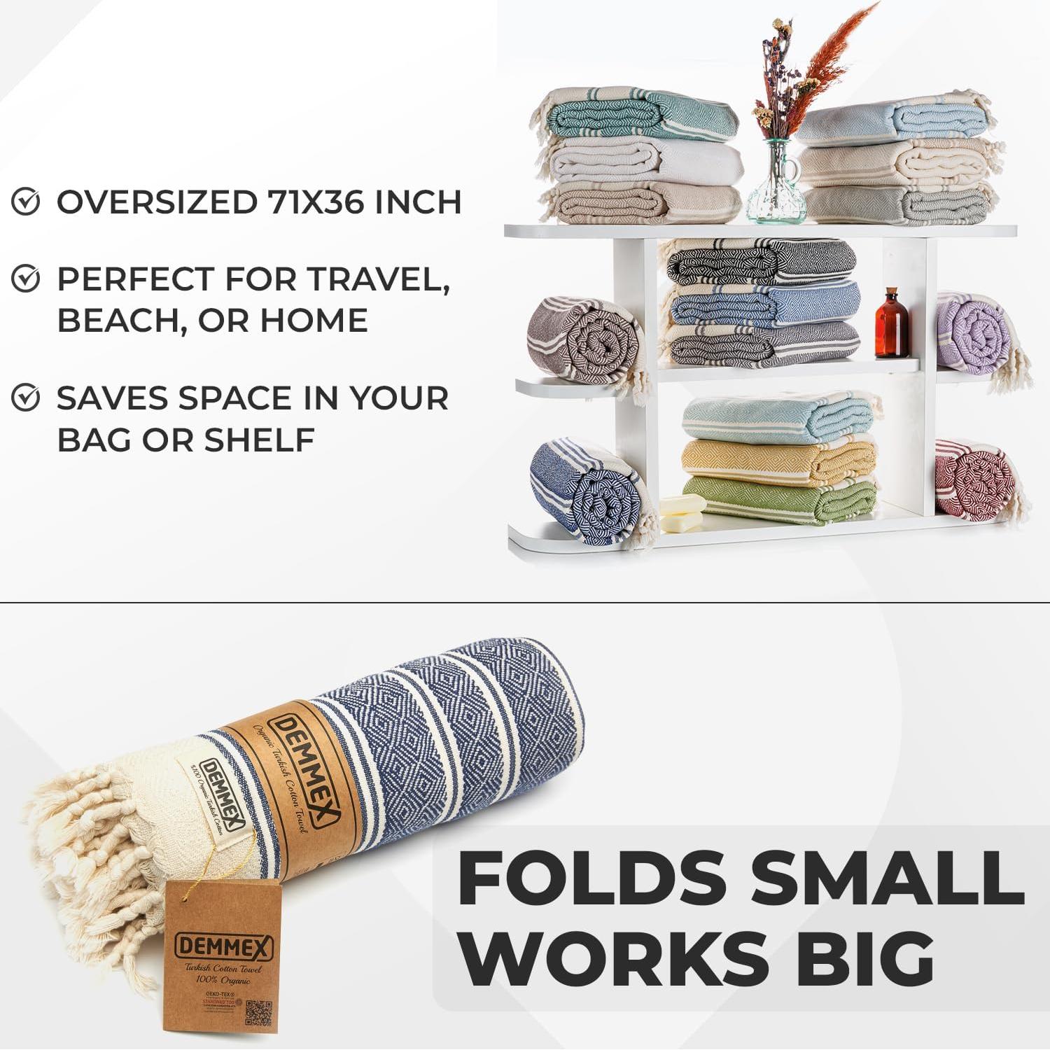 Toalla de baño y playa DEMMEX de algodón turco orgánico 180x91 cm