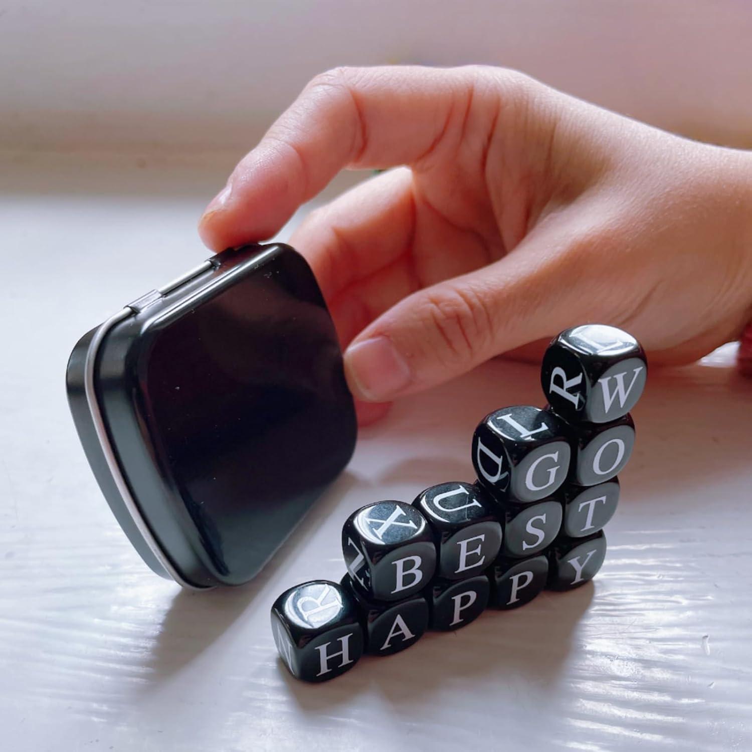 Juego de Dados de Sopa de Letras TianChenNO - Negro - 12 Letras