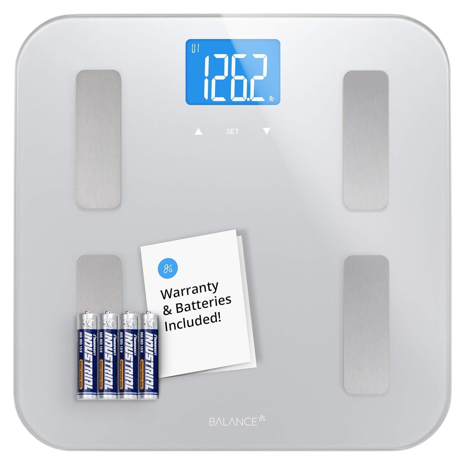 Báscula de Grasa Corporal Greater Goods, Digital, Pantalla Retroiluminada