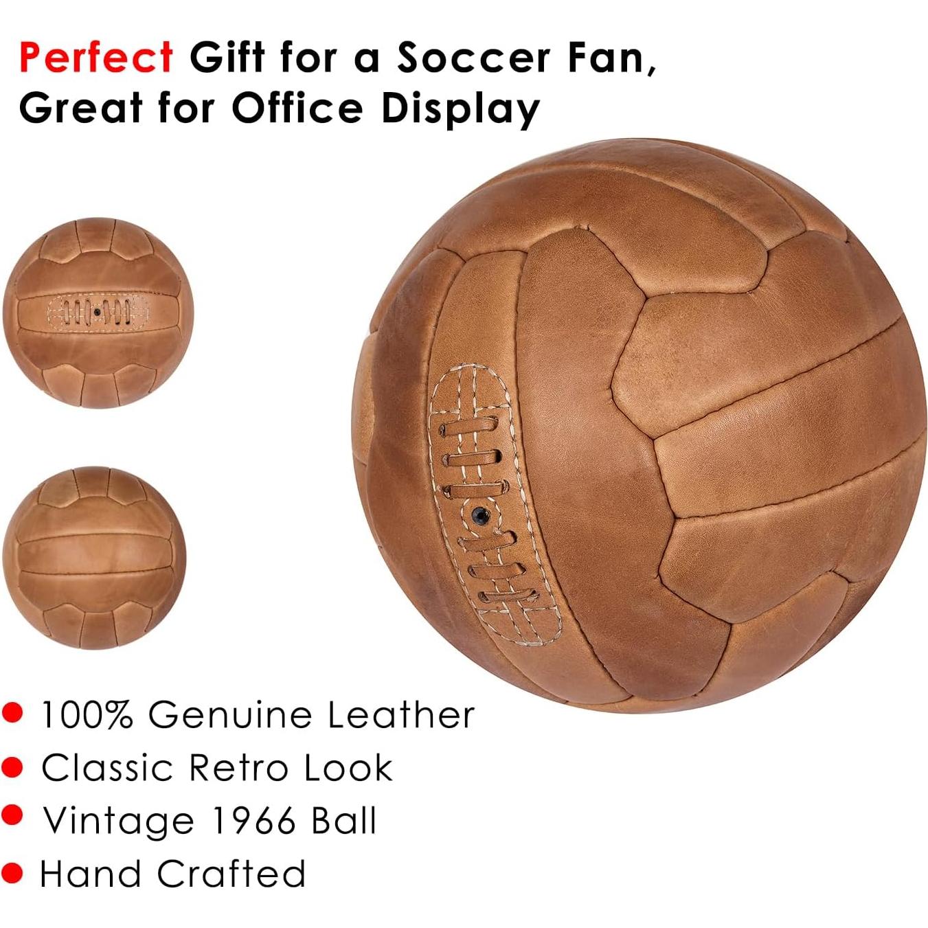 Pelota de Fútbol Retro FNine Sports 100% Cuero Hecha a Mano