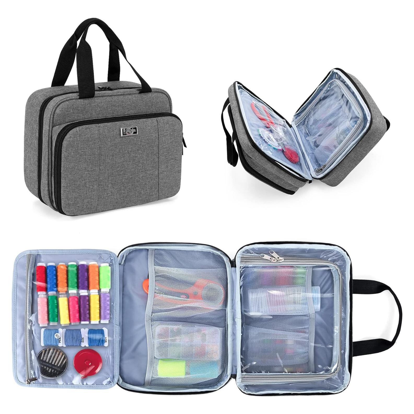 Organizador de Costura Luxja Grande Gris 3 Secciones Plegable