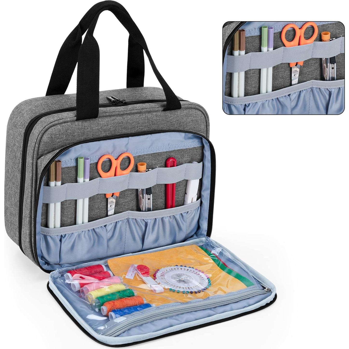 Organizador de Costura Luxja Grande Gris 3 Secciones Plegable