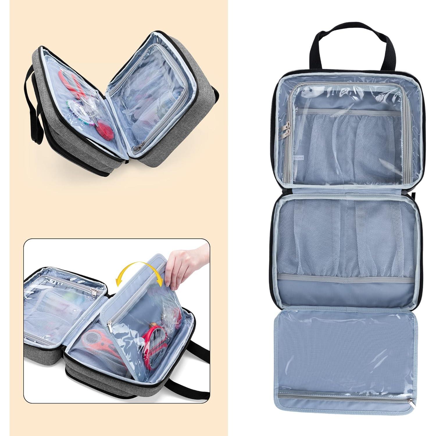 Organizador de Costura Luxja Grande Gris 3 Secciones Plegable