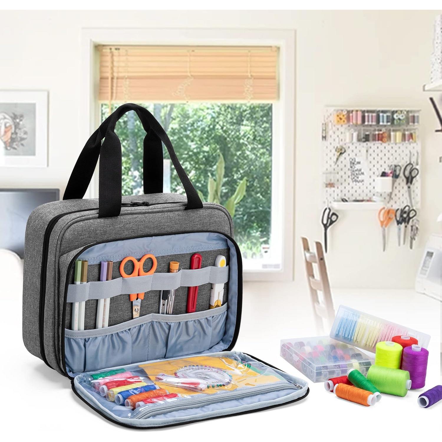 Organizador de Costura Luxja Grande Gris 3 Secciones Plegable