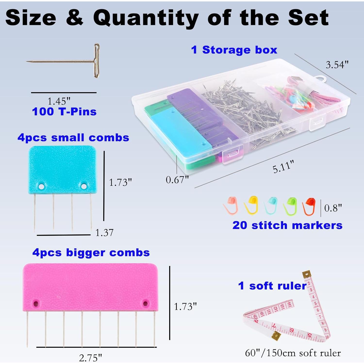 Kit de Bloqueo de Ganchillo Svartur con 8 Peines y 100 Pines