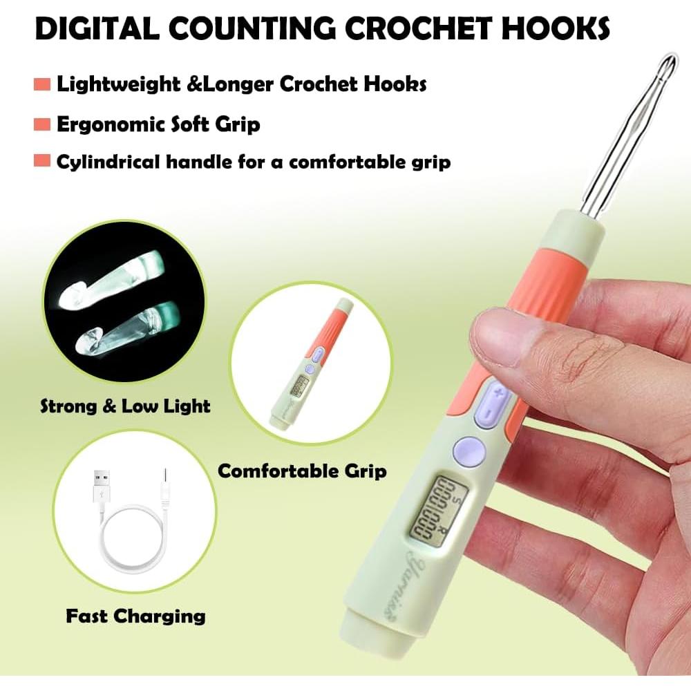 Juego de Ganchillos Iluminados Yarniss 18 Tamaños 2.0mm-14.0mm