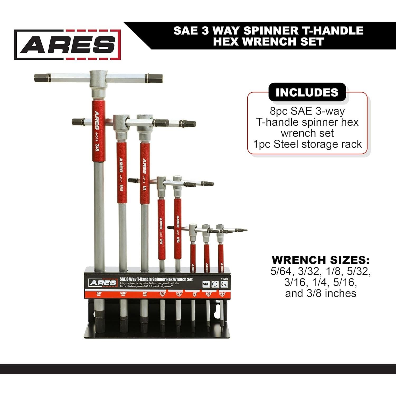 Juego de Llaves Allen T-Handle ARES 44002 8 Piezas 3 Vías
