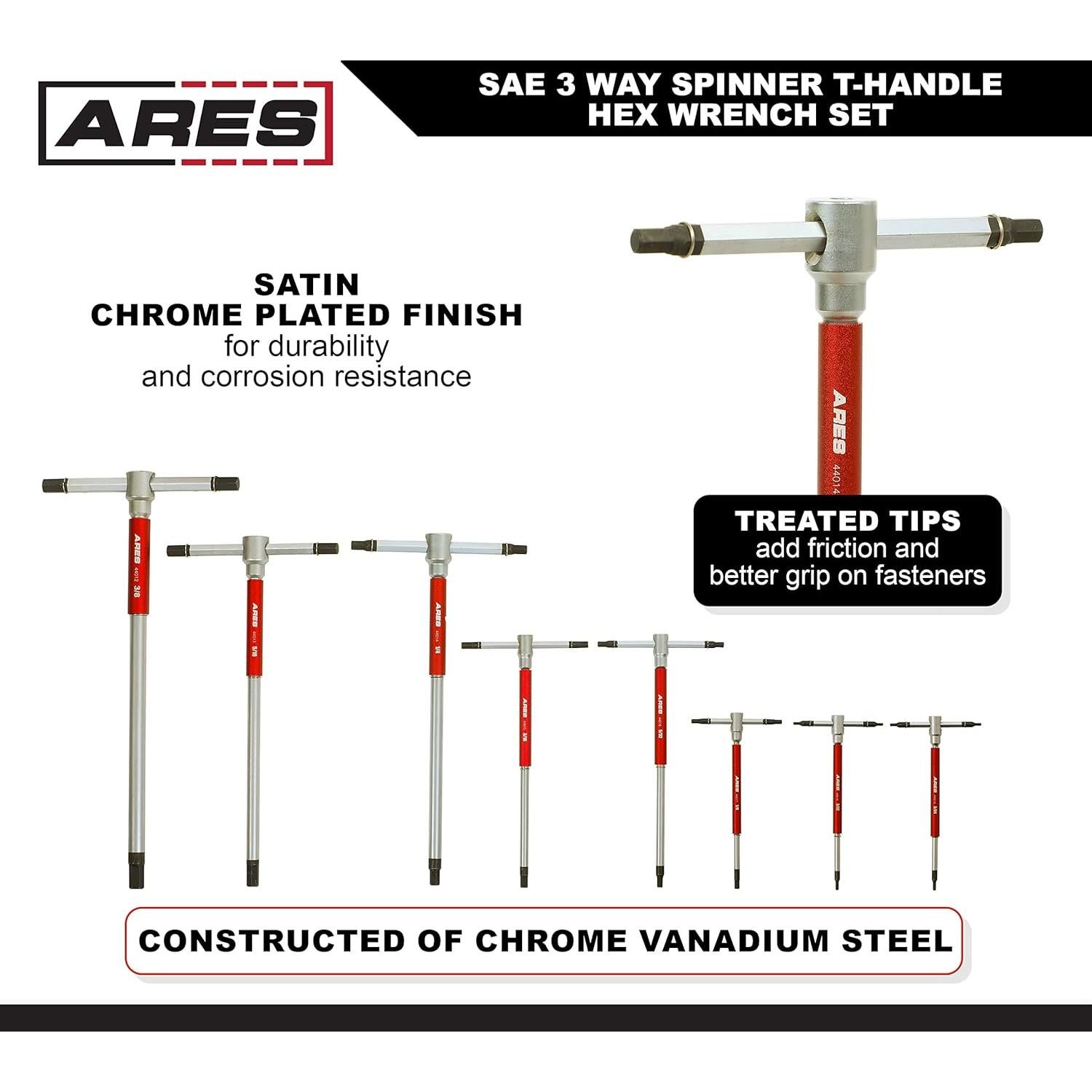 Juego de Llaves Allen T-Handle ARES 44002 8 Piezas 3 Vías