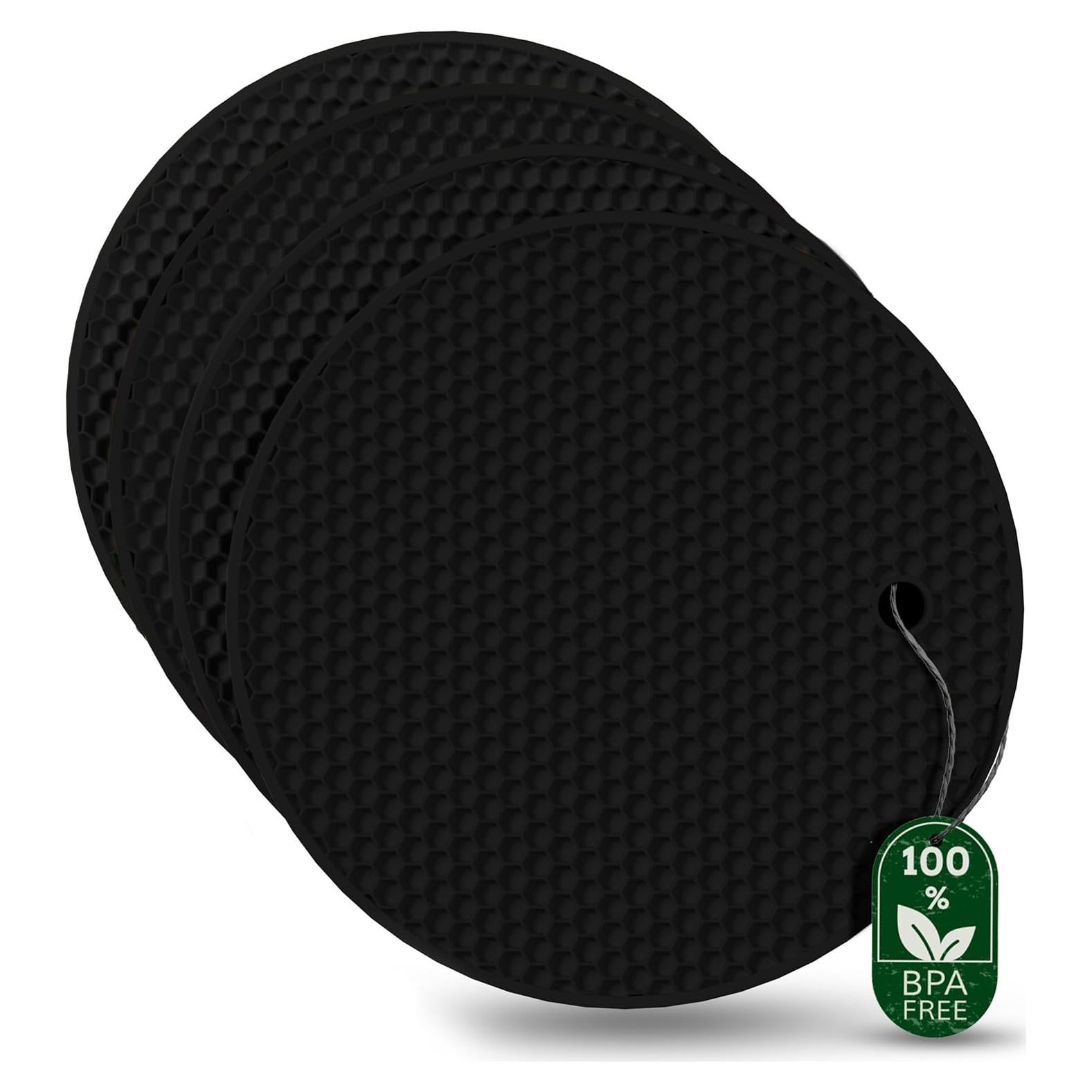 Trivetes de Silicona Antideslizantes Genérico 17.5cm Negro