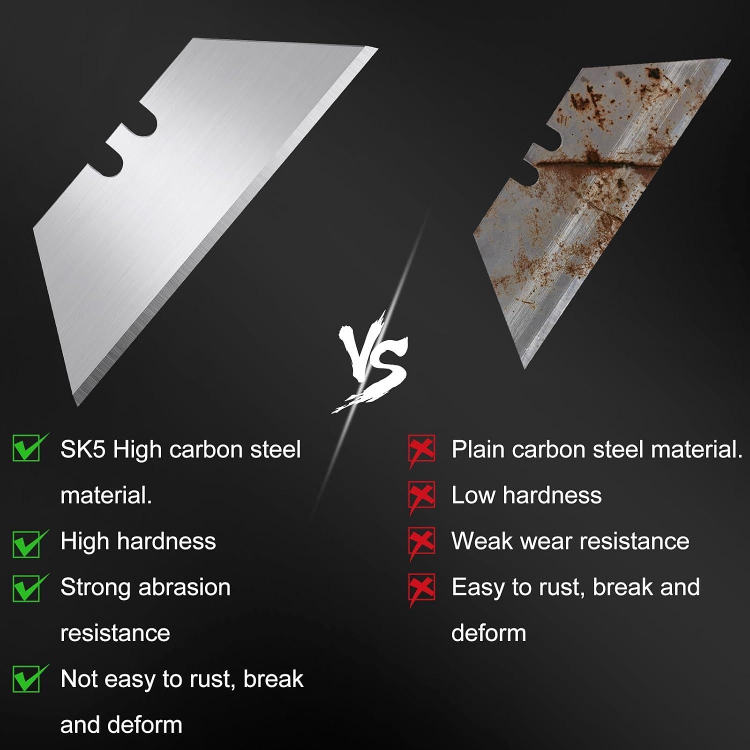 Cuchillas de Utilidad Romeda 100 Pcs Acero SK5 Afiladas