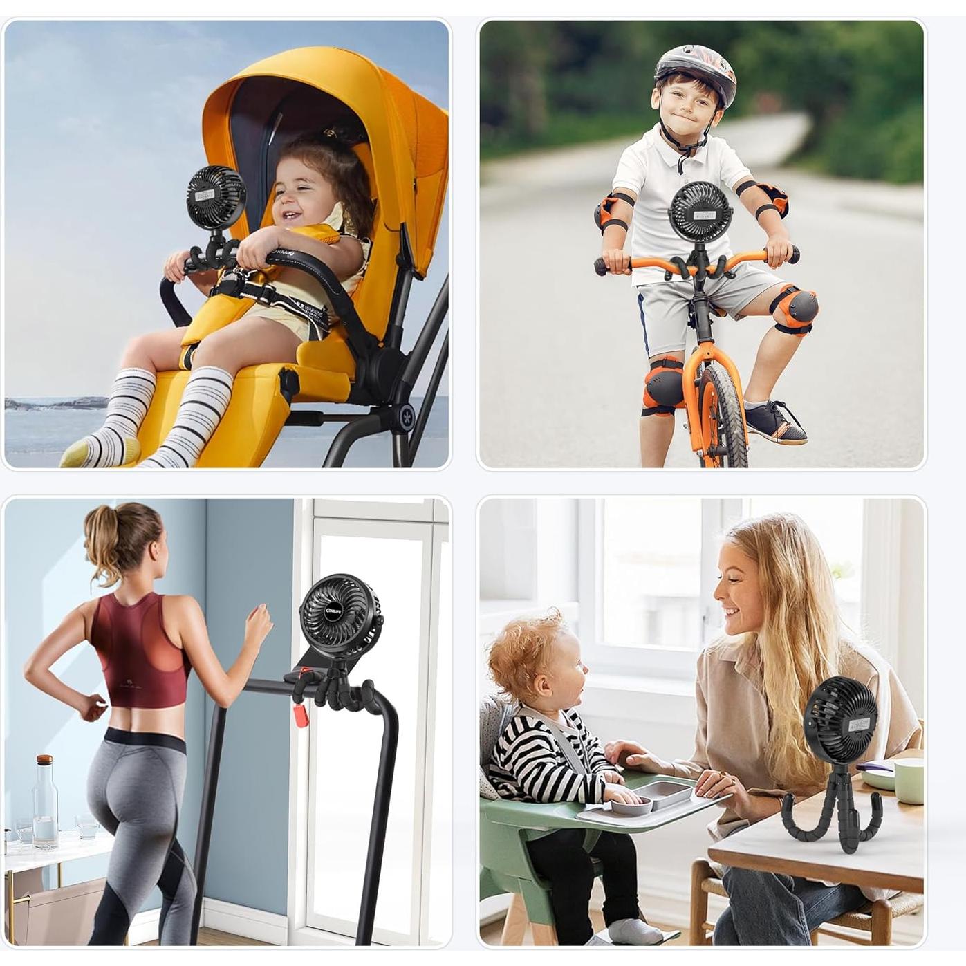 Ventilador de Cochecito COMLIFE D07 con Luz LED y Batería