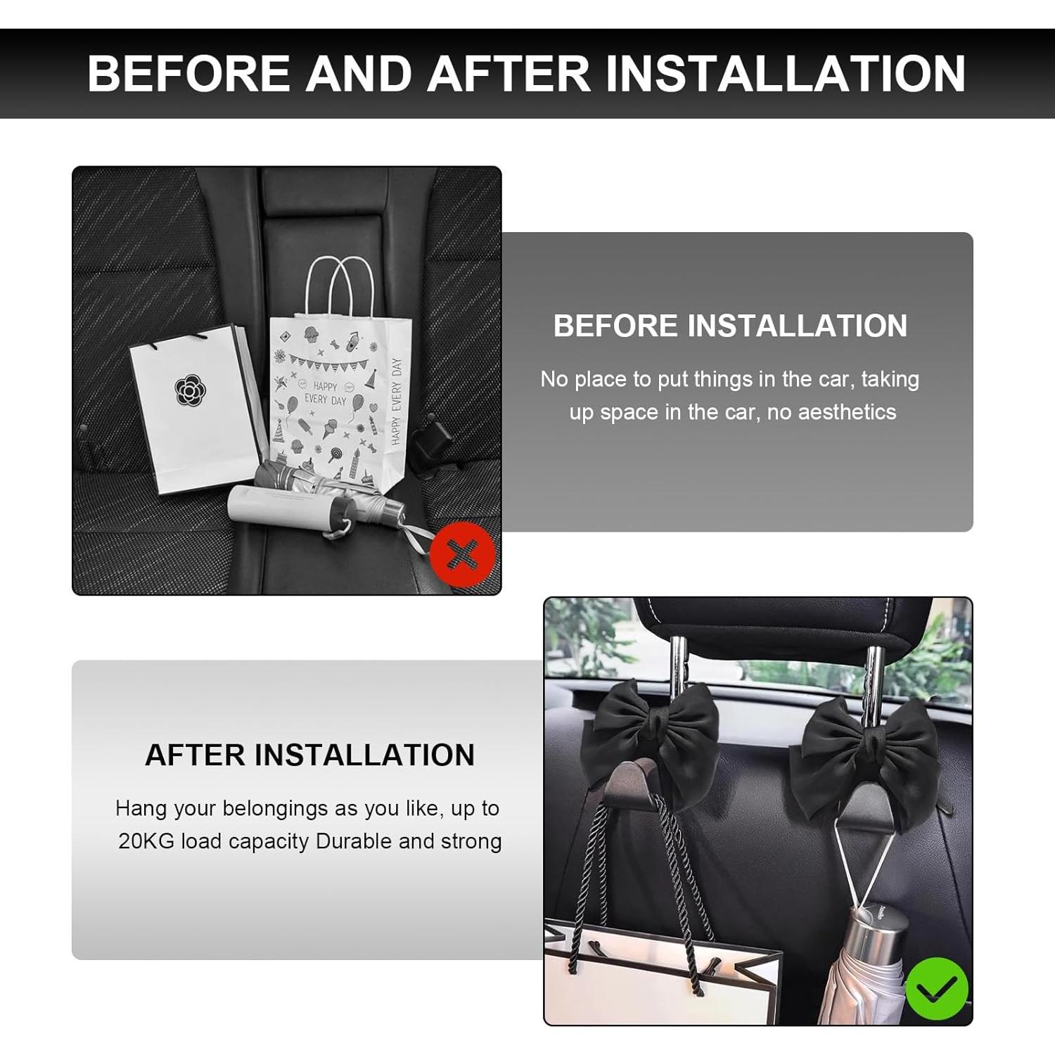 Ganchos para Reposacabezas de Coche DXNQ 2 PCS Negro PVC