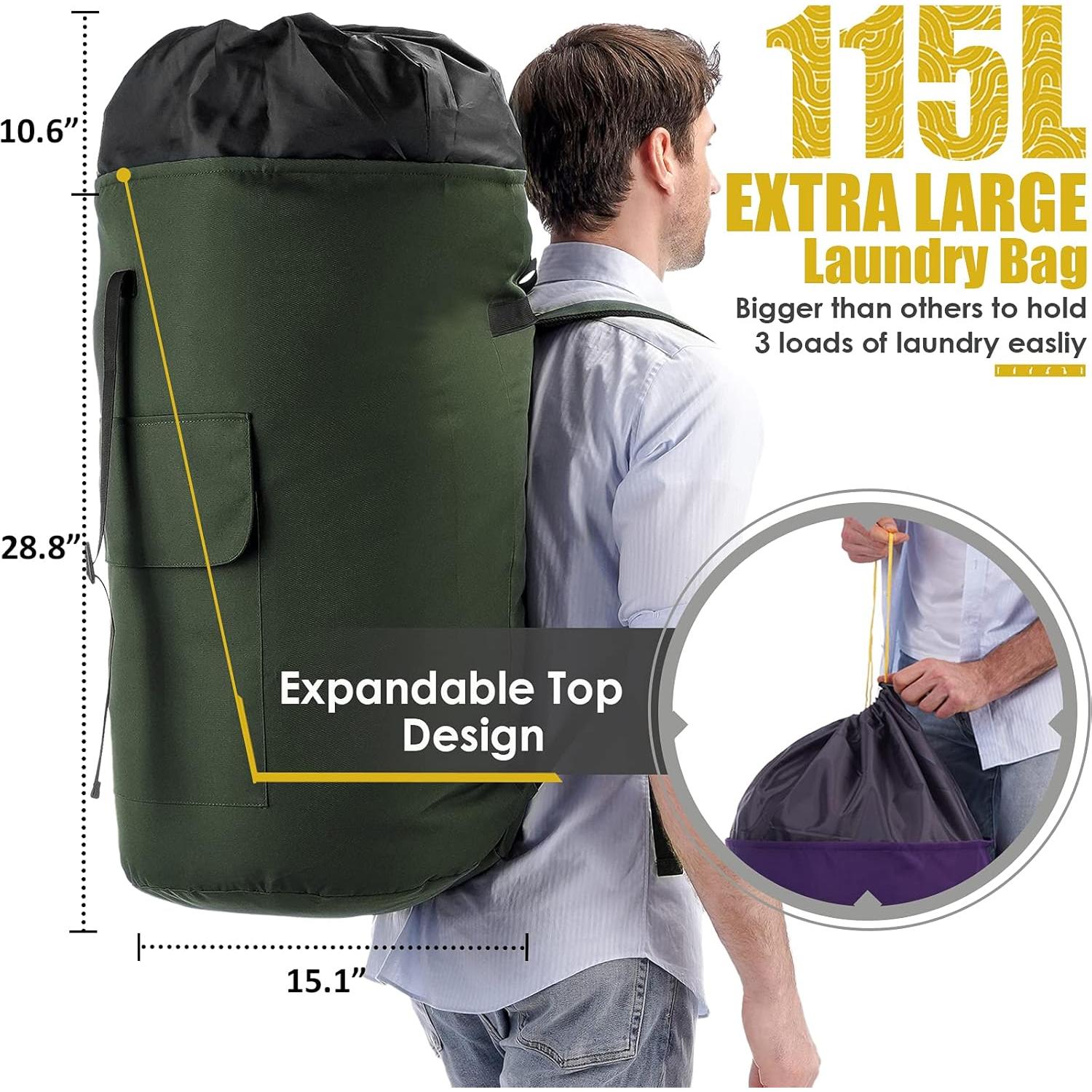 Bolsa de Lavandería Extra Grande 115L Verde Militar Zhido