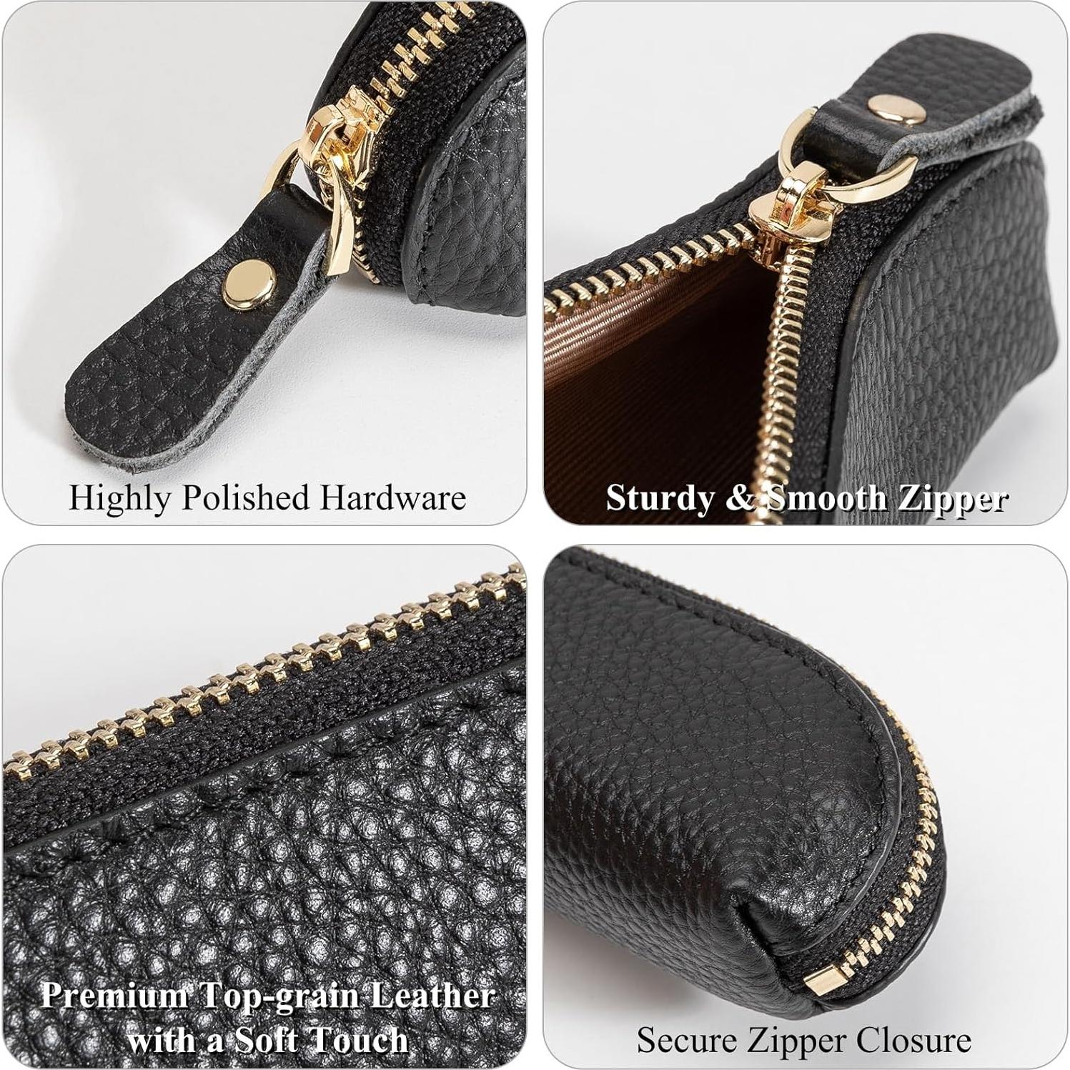 Monedero de Cuero Negro Grande - Billetera Compacta Unisex