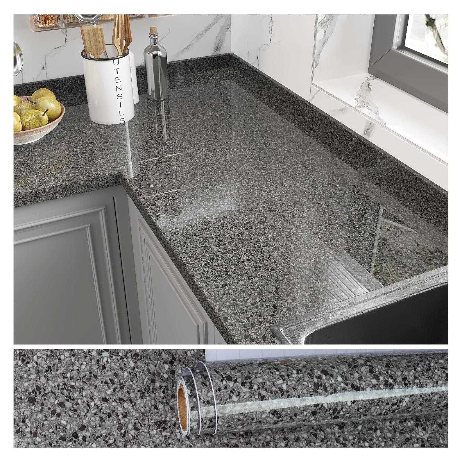 Papel Contacto Autoadhesivo VEELIKE Granito Oscuro 39.88x299.72 cm