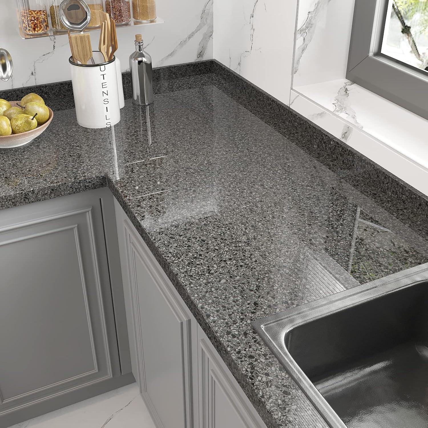 Papel Contacto Autoadhesivo VEELIKE Granito Oscuro 39.88x299.72 cm