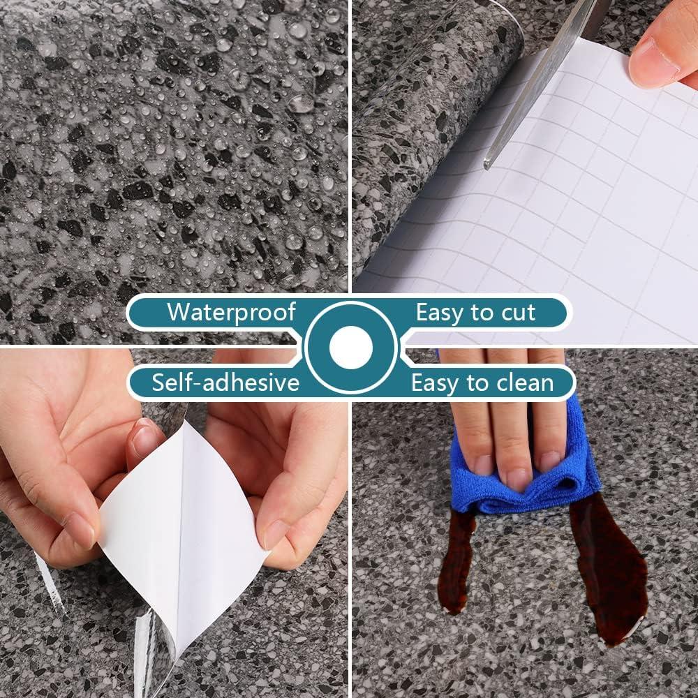 Papel Contacto Autoadhesivo VEELIKE Granito Oscuro 39.88x299.72 cm