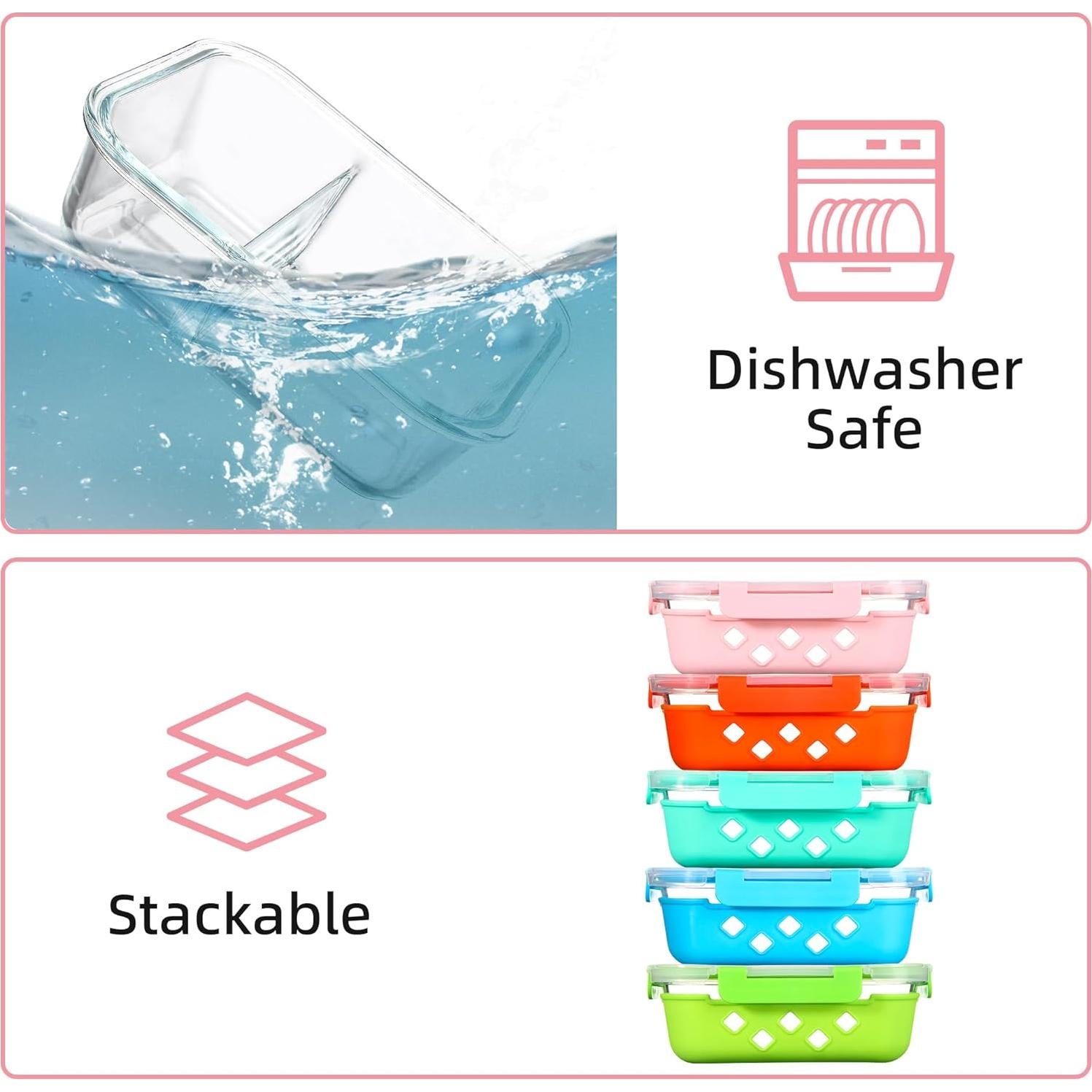 Contenedores de Almacenamiento de Vidrio CZUMJJ 5 Pzs 1008 ml