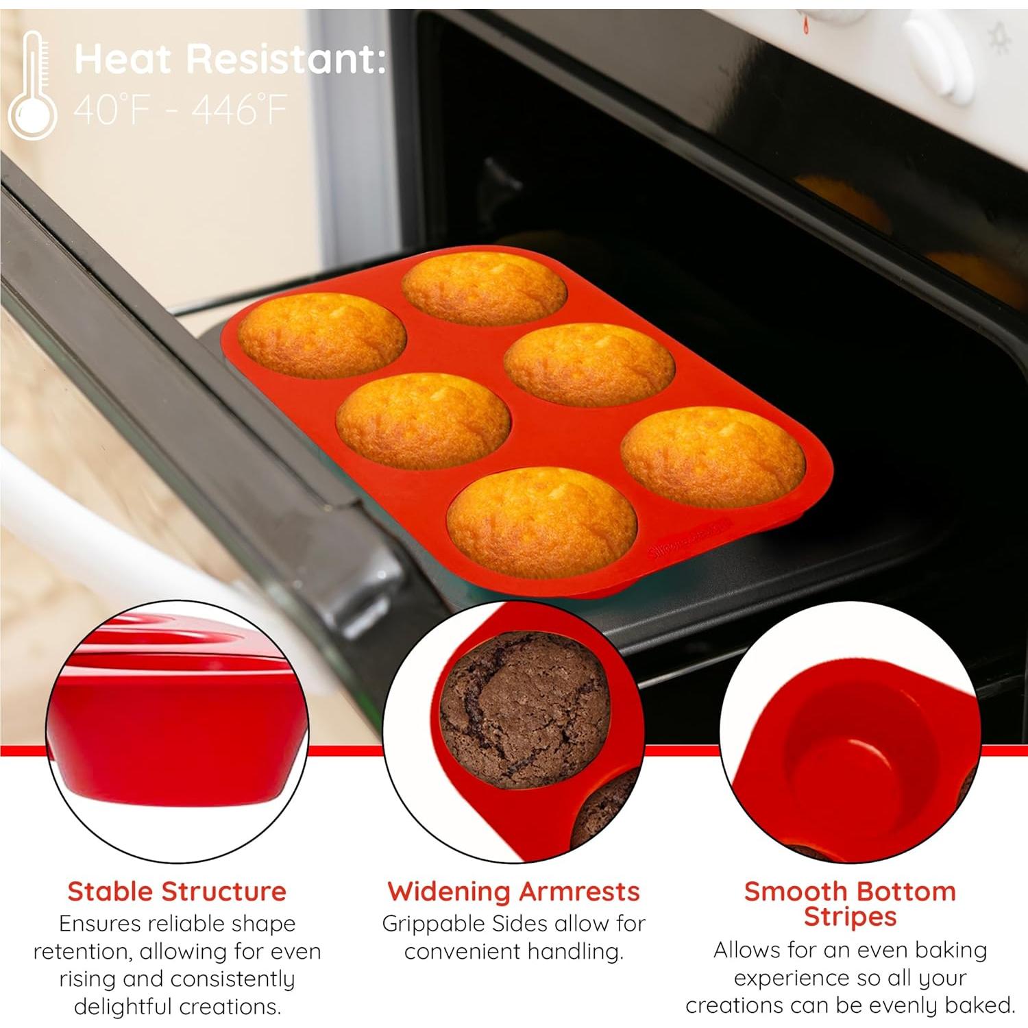 Molde de Muffin Jumbo de Silicona 6 Tazas - 2 Piezas Antiadherente