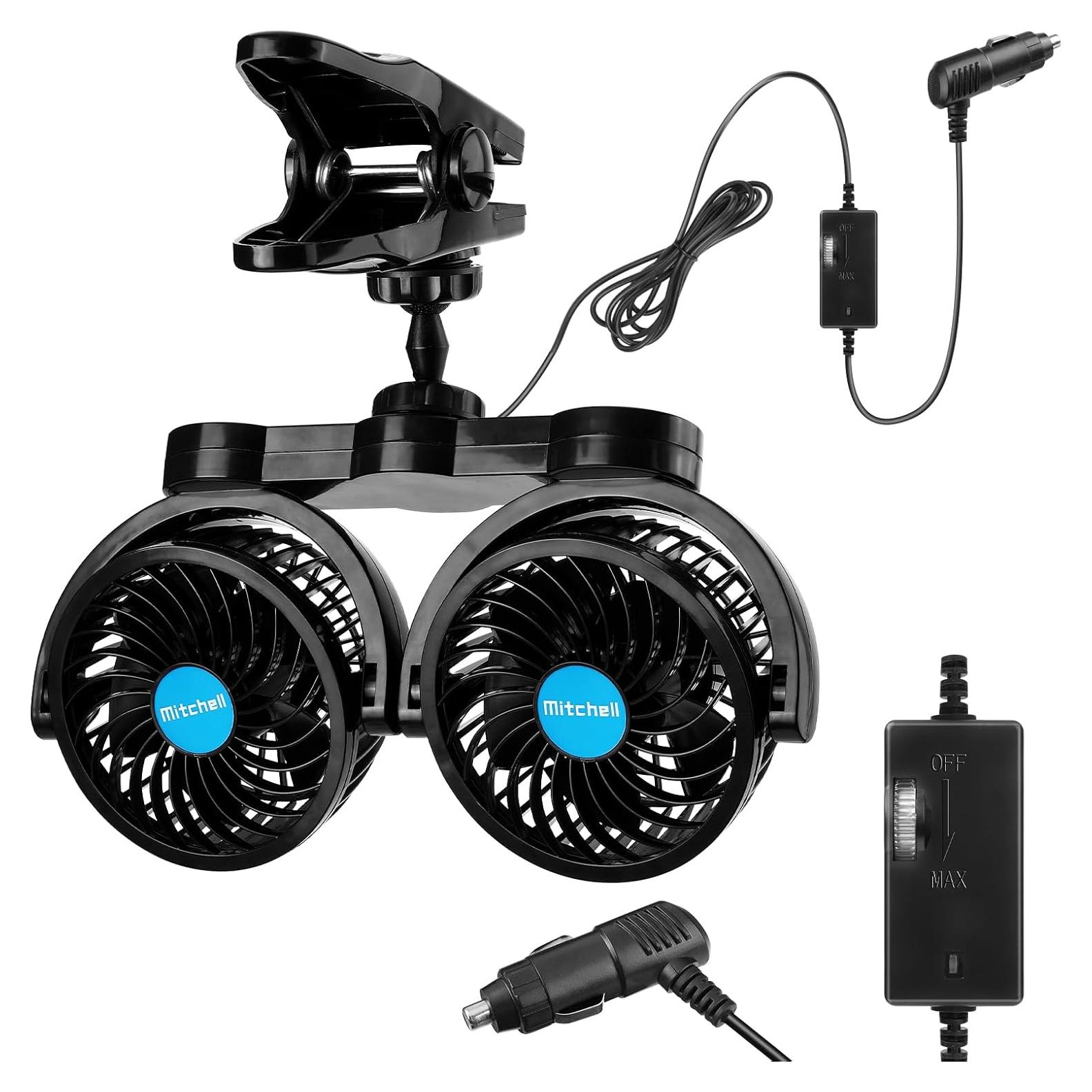 Ventilador de Coche Hynoo 12V Doble Cabeza Ajustable 360°