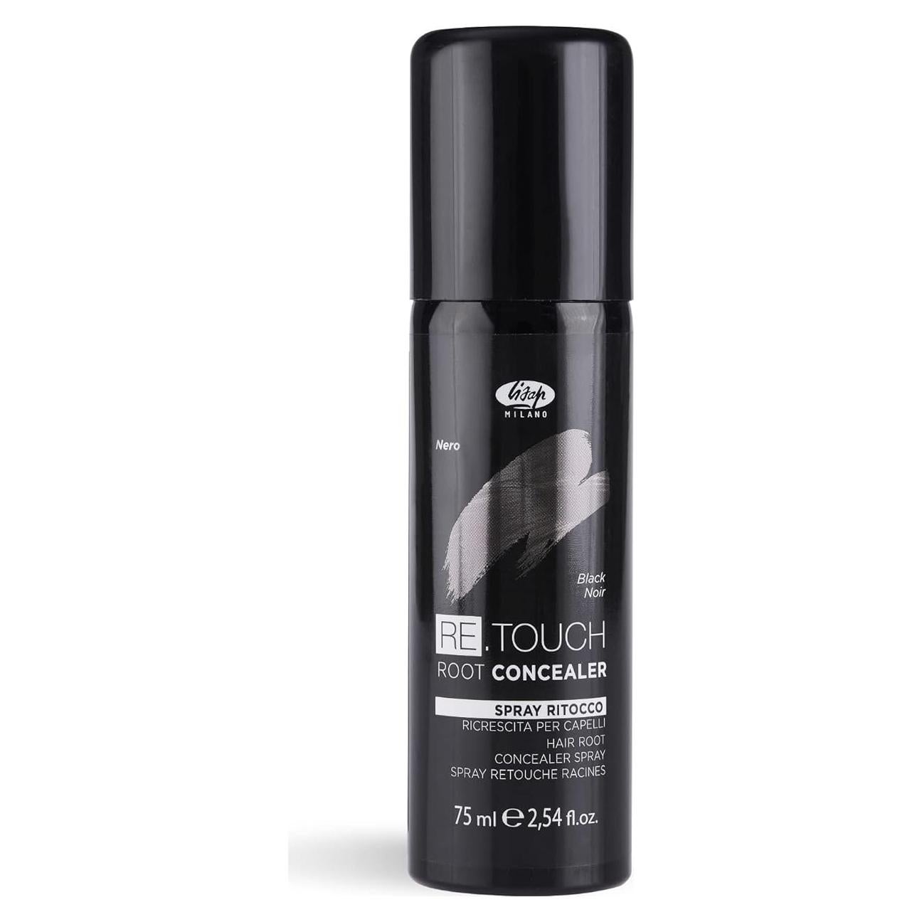 Spray Corrector de Raíces Lisap Milano 75 ml - Color Negro