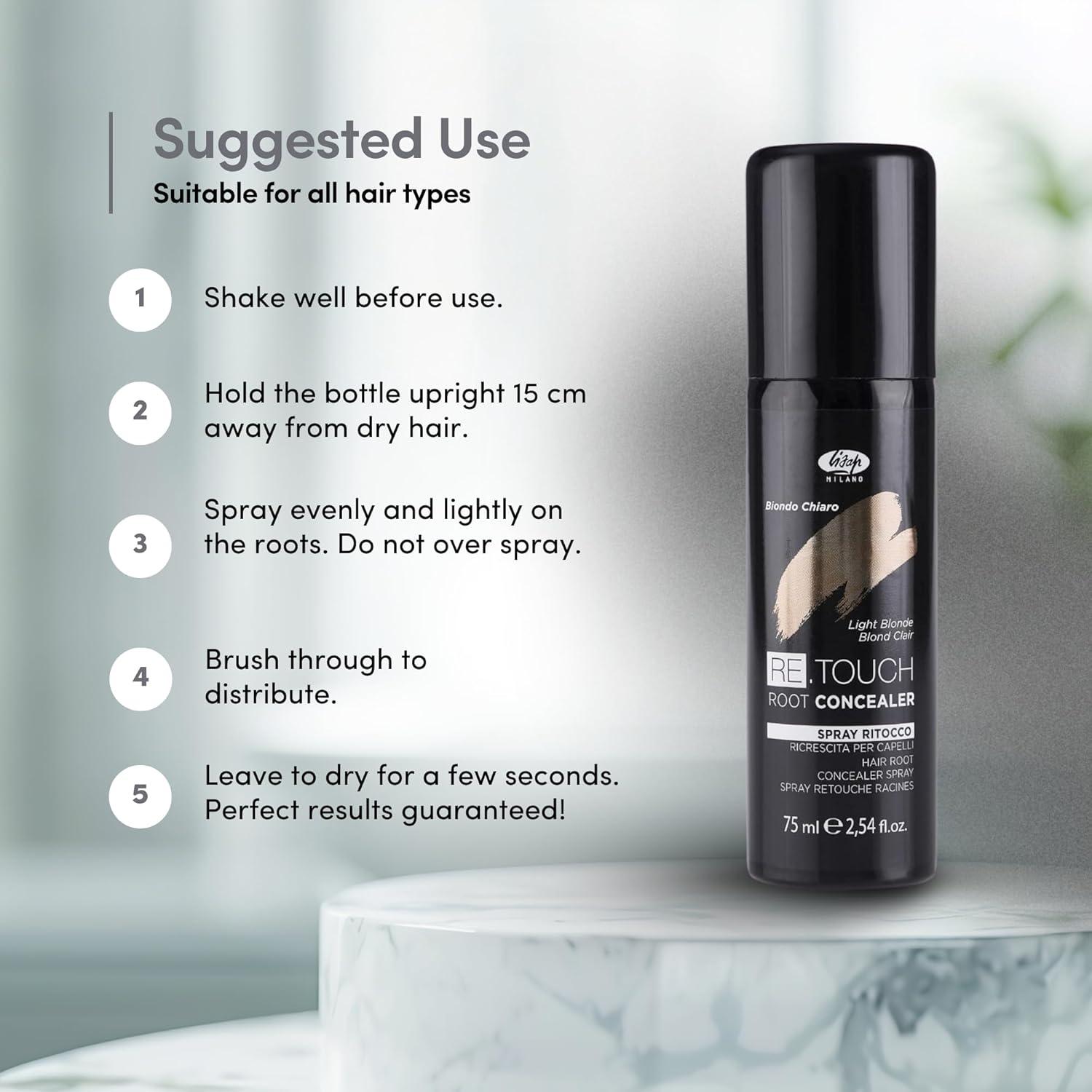 Spray Corrector de Raíces Lisap Milano 75 ml - Color Negro