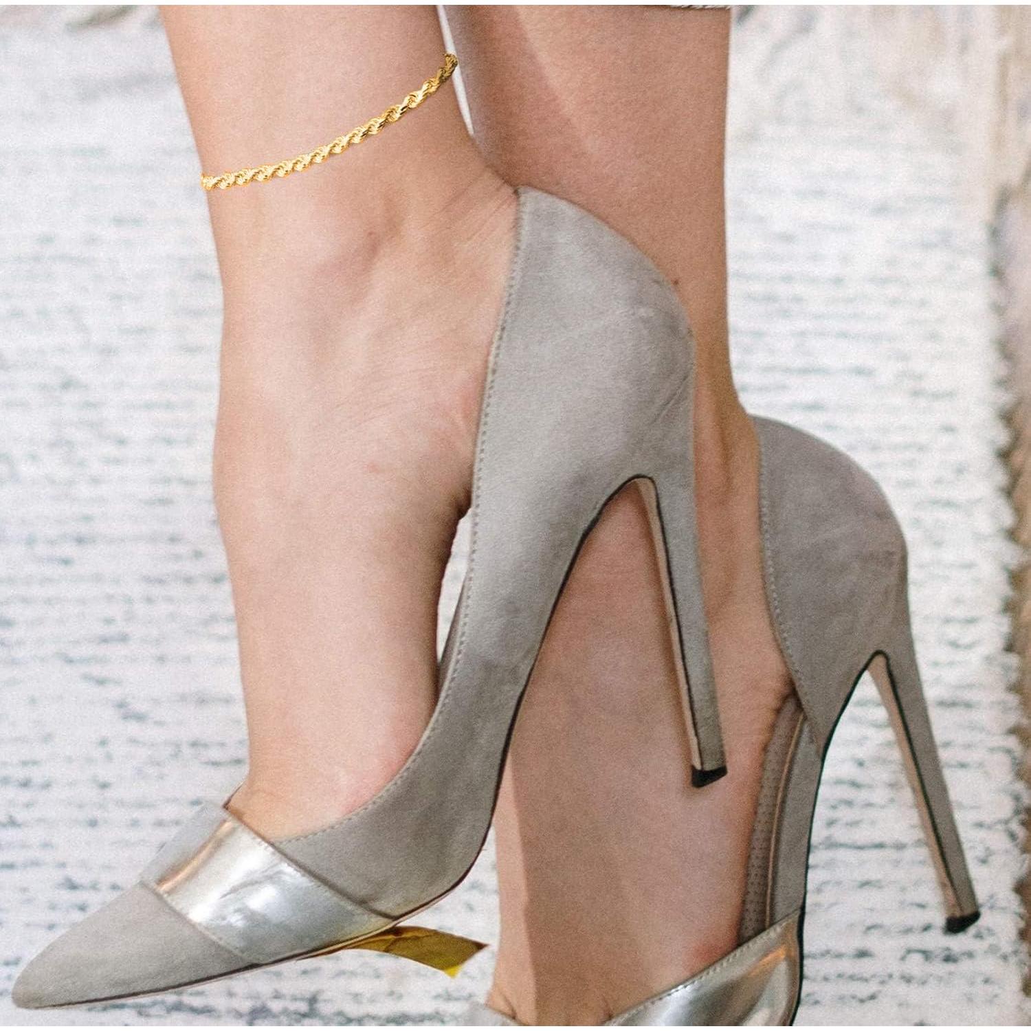 Pulsera de Tobillo Savlano de Plata Esterlina 925 con Baño de Oro 18K - 22.86 cm