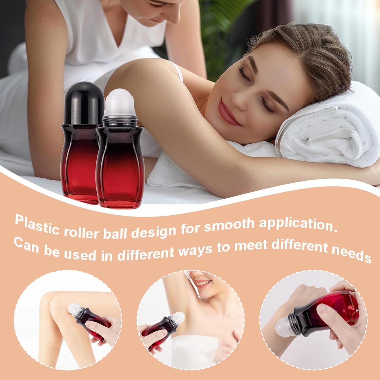 Set de 4 Botellas de Rodillo 50ml Ellbest Vidrio Rojo Gradiente